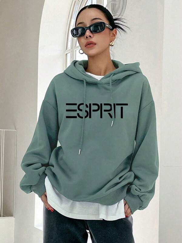 Nowy styl na jesień i zimę 2025, logo marki ESPRIT, luźna i gruba bluza z kapturem i długim rękawem, ciepła i wygodna, odpowiednia do codziennego noszenia jesienią i zimą
