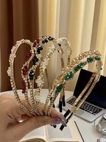 1 buah/6 buah Bando Kristal Berkilau Warna-warni Baru, Hiasan Kepala Ringan dan Elegan untuk Anak Perempuan, Cocok untuk Pesta, Ulang Tahun, Pemakaian Sehari-hari untuk Merapikan Poni, dan Hiasan Rambut. - Kristal berlian imitasi berbentuk S multiwarna - View 12