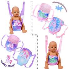 1pc Adjustable Strap Doll Backpack Carrier Suitable For 14-18 Inch Dolls (Doll Not Included), Multiple Colors With Cute & Fashionable Patterns, Adds Fun To Parent-Child Time, Comfortable Fabric - Best Holiday Gift For Kids - Multicolor - View 5