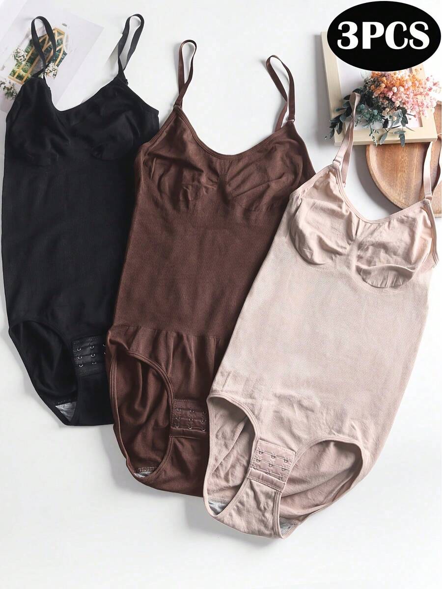 3 Leggings sin costuras con control abdominal, moldeado, elevación y características de mejora - 3 piezas - colores mezclados - Ver 1