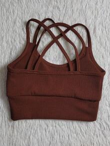ANARRUGA Cropped Top For Gym Everyday - Rust Brown - View 2