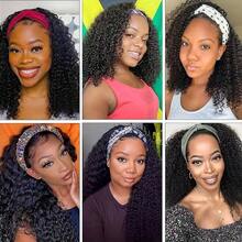 Kinky Curly Headband Wig, Glueless Wig, Curly Headband Wigs For Women, Human Hair, 200% Density, Ready To Wear, Deep Wave Blend Human Hair Wigs, Non Lace Front Wigs, Human Hair, Pull On And Go, Curly Bob Glueless Wigs, Brazilian Deep Wave Headband Wig, Natural Color, Black Wig, Beginner Friendly, Pull On And Go, Deep Wave Headband Wig, No Glue, Blend Human Hair Headband Wig For Daily Use, Beginner Friendly For Halloween - Natural Black - 查看 11