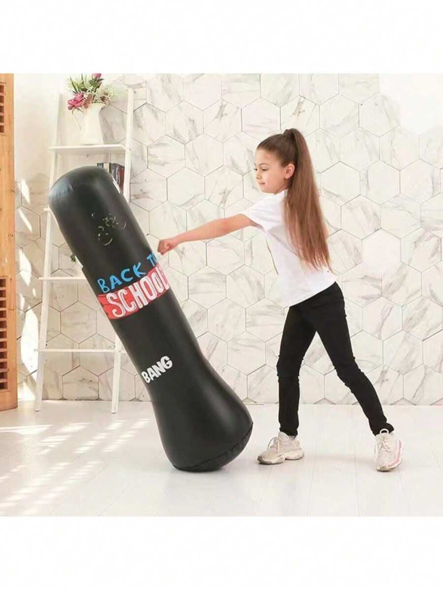 Kantung Tinju Tiup PVC Tebal dengan Desain Huruf, Tiang Tinju untuk Hiburan dan Kebugaran, Tiang Target Tinju Taekwondo Sanda, Dapat Diisi dengan Air atau Pasir, Warna dan Gaya Acak - MultiWarna - View 1