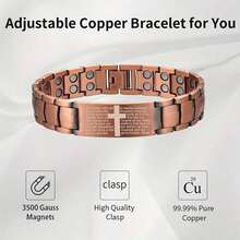 1 pieza Pulsera magnética ajustable, accesorio de joyería para hombres - Rojo - Ver 6