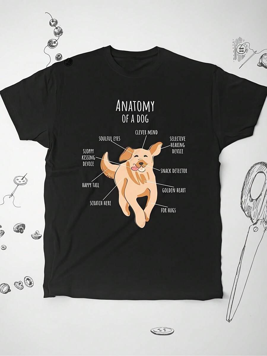 Dog Shirt Tshirt T Shirt Tee Graphic Design Shirt Aesthetic Funny Anatomy Of A Dog Animal Uni Shirt Gift Idea For Dog Mom Dog Dad - 款式30 - 查看 1