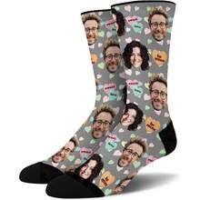 1PC •Custom Novelty Face Socks: Funny And Personalized Gifts For Men, Women, And Fans Of Dogs & Cats On Valentine's Day And Christmas - Black - View 5