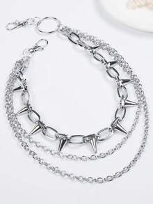 Unisex Pants Chain, Wallet Chain, Punk Gothic Style Accessory, Hip Hop Streetwear, Motorcycle Fashion, Multi-Layer Silver Pocket Chain - Silver - View 3