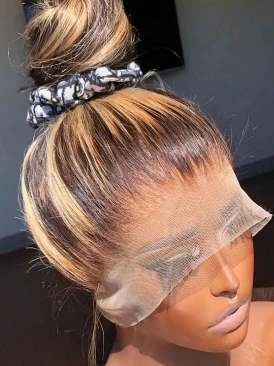 Hidden Strap 360 Body Wave Lace Front Wigs Human Hair 250% Density Drawstring Honey Blonde Body Wave Human Hair Wig 13x4 HD 4/27 Highlight Lace Front Wigs Brazilian Ombre Colored Human Hair Wig For Women - S4/27 - 查看 1