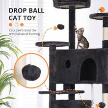 | 70" Cat Tree Tower | Dark Gray | Sturdy, Easy To Assemble, Multi-Level Activity Center With Sisal Scratching Posts, Condos, Perches, Hanging Cat S, Observation Decks & Ladder,23942392 - Bronze - View 5