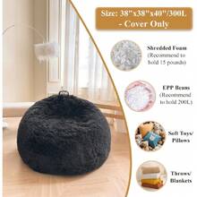 Fluffy Stuffed Animal Storage Bean Bag Cover (No Filler), Washable Ultra Soft Bean Bag Cover For Plush S Or Textile, Plush Shaggy Large Bean Bag For Adults  Teens, Dark Grey,23964983 - Dark Grey - View 5