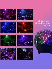 1个黑色星月投影灯，星月投影仪，星月夜灯，星空氛围灯，星月房间投影仪，星月卧室床头氛围灯，星月天花板投影仪，营造梦幻星空氛围，Type-C接口，USB供电可旋转星月投影仪 - 星空氣氛投影燈 - 查看 7