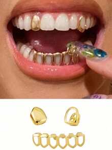 3pcs/Set Hollow Out Fashion Women Dental Jewelry - Gold - View 1