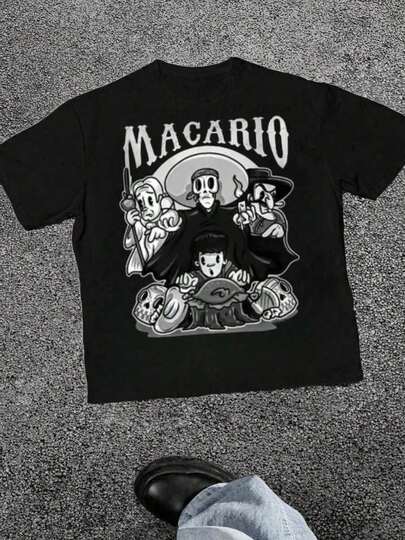 Camiseta para Hombre Casual y Moderna con Estilo Macario |   Camiseta para hombre del Día de los Muertos |   Ropa de Hombre con Estilo: Playeras, Sudaderas y Camisas Cómodas |   para Uso Diario, Trabajo y Salidas |   Fácil de combinar, muestra tu estilo