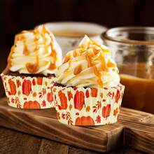 100/200 件感恩节纸杯蛋糕内衬，侏儒手捧南瓜设计，适合家庭聚会、课堂活动、社区聚会、餐厅、酒店、自助餐、面包店 - A型 - 查看 8