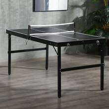 SPORTNOW 5ft Mini Table Tennis Table, Folding Ping Pong Table With Net And Aluminium Frame, Portable Ping Pong Game Set For Indoor Outdoor Use, Black - Black - View 1