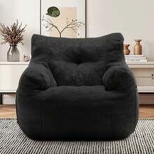 KORSER Bean Bag Chair, Small Comfy Bean Bag Sofa With Armrests For Adults, Cloud Memory Foam Filled Floor Chair With Pockets For Living Room Bedroom - màu đen - Xem 8