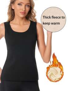 3pcs Pack Warm Undershirt, Comfortable Camisole For Indoor & Outdoor Wear, Base Layer Vest, Polyester & Spandex Blend, Apricot, Black, White - Multicolor - View 4