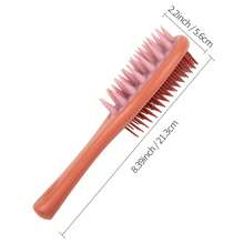 Cepillo de masaje para el cuero cabelludo de doble cara con mango largo - Cerdas de silicona de doble cara y masajeador del cuero cabelludo, colores suaves (verde claro, rosa, naranja, morado, beige) - Adecuado para cabello seco y húmedo, mango ergonómico para un peinado y cuidado de la piel fácil, cepillo de pelo portátil para viajes, diseño ligero, material de tacto suave, cerdas suaves, adecuado para uso profesional en salones y familias, esencial para viajes