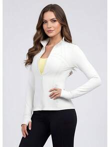 SIS QUEEN - Chaquetas de entrenamiento para mujer, corte entallado, atlético, con bolsillos, agujeros para el pulgar, cierre completo, ultra suave - Marrón - Ver 8