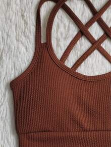 ANARRUGA Cropped Top For Gym Everyday - Rust Brown - View 3