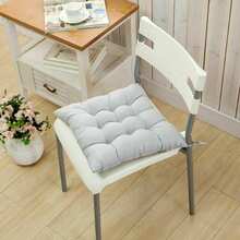 4 Pack Seat Pad Dining Room Garden Kitchen Chair Seat Cushions Tie On Plain UK - Grey - View 2
