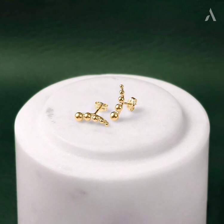 Allure Women 9ct Gold Climber Earrings - 球 - 查看 4