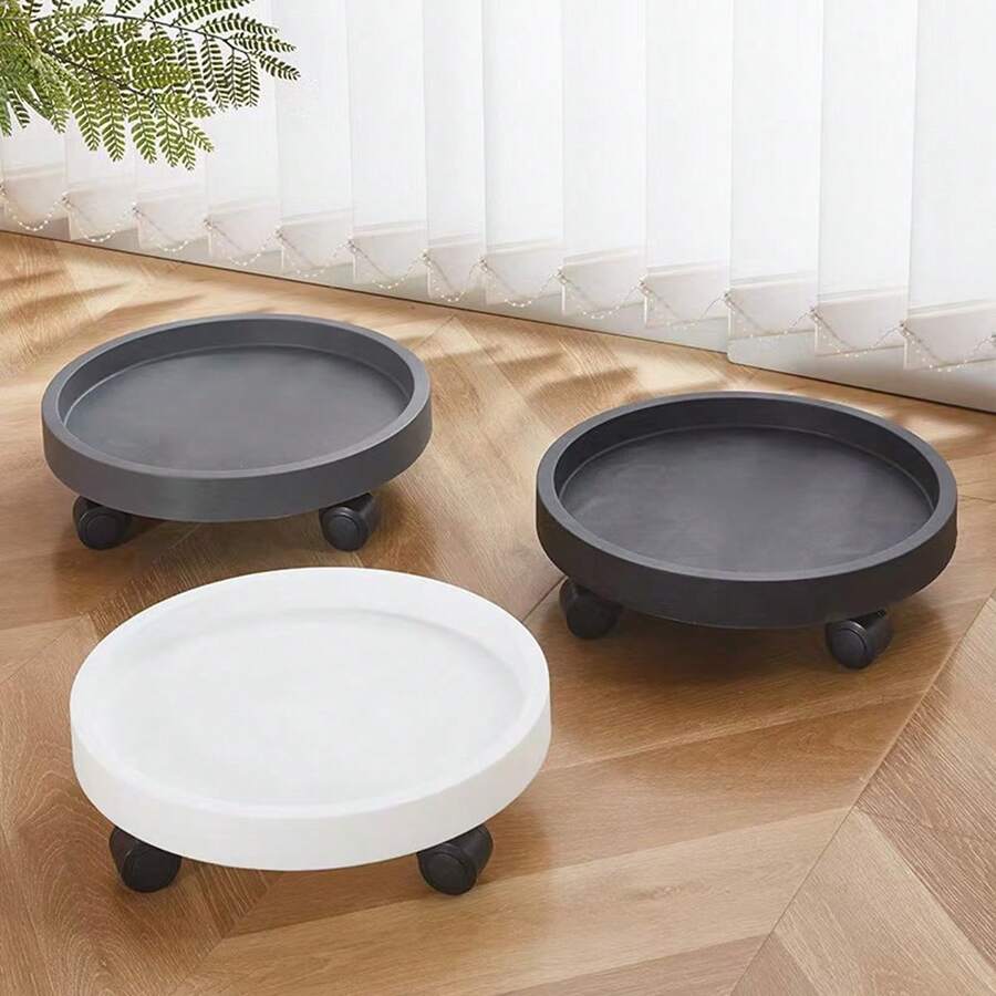 Heavy-Duty Plastic Flowerpot Tray With 4 Smooth Rollers And Thickened Base - Circular High-Quality Design Suitable For Large Flowerpots, Indoor/Outdoor Use - Multicolor - View 1