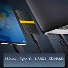 Kodak 2TB/1TB Portable Solid State Drive, 256GB/512GB External SSD, High Speed 450MB/S USB3.2 Type-C Dual Interface, Compatible With Laptops, Phones, TVs - Black - View 7