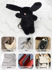 Cute Rabbit Keychain,Soft Furry Animal Key Rings, Artificial Rabbit Fur Pom Pom Plush Keychain Decoration,Rabbit Ornament,Plush Keychain,Car Keychains,Cute Keychain,Keyrings, Keychain Accessories,Fashion Accessories, Plush Pendants, Matching KeychainsSuitable For Fixing On Keychains, Backpacks, Handbags, Bags - Multicolor - View 9