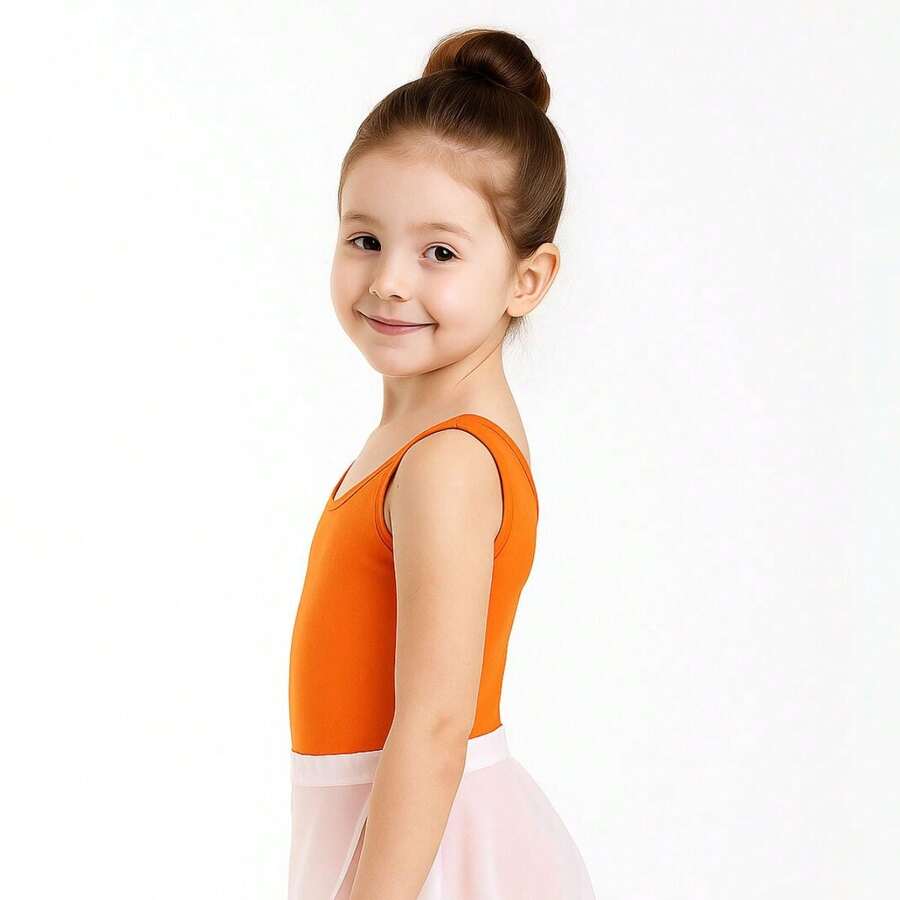 Girls' Leotard Tank Top Uniform Ballet Jazz Gymnastics Colorful 04 To 14 - 橘色 - 查看 1