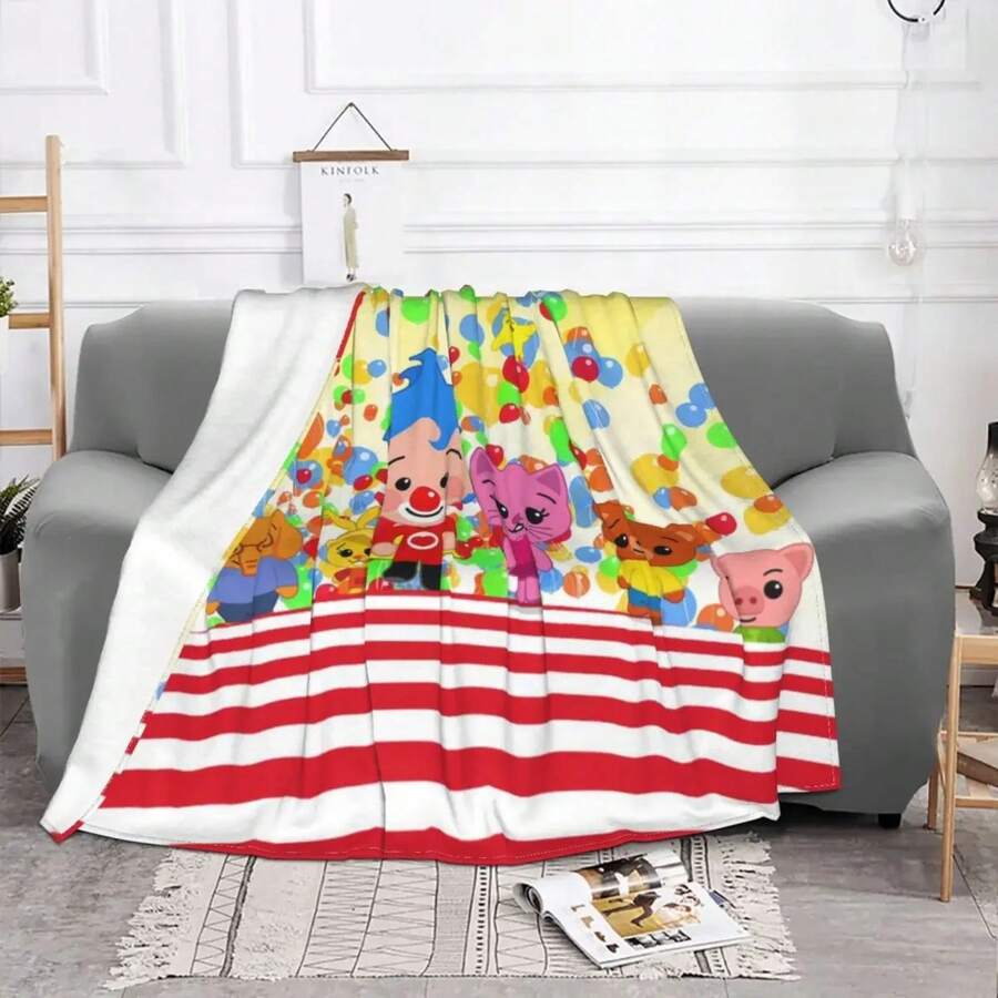 Plim Plim Anime Blankets Coral Fleece Plush Autumn Winter Cartoon Cute   Soft Throw Blanket For Sofa Couch Rug Piece - trái cam - Xem 1