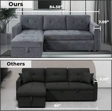 L-Shaped Sectional Sleeper Sofa With  Ports - Convertible Pull-Out Bed, Ample Storage, Timeless Design, Durable Construction Gray/Microfiber,23944372 - 淺粉色 - 查看 2