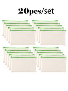 50 Peças Sacos de Zíper de Lona Bege - Bolsas DIY para Artesanato e Armazenamento de Cosméticos, Papelaria - Perfeito para Natal, Casamentos, Aniversários, Decoração de Casa, Decorações de Natal, Decoração de Quarto de Inverno