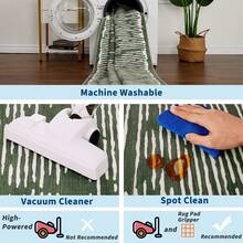 Machine-Washable, Modern Style Rug, Striped Pattern Rug, Low Pile, Non-Shedding/Non-Slip And Stain-Resistant, Suitable For Living Room, Study, Office, Bedroom (Green) - 綠色 - 查看 8