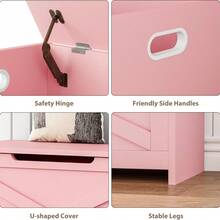 Huisuilinss Storage Chest,Storage Bench With Safety Hinges,Farmhouse Large Toy Chest,15.8x30x17.7 Inches,Storage Trunk For Entryway,Bedroom,Living Room - Pink - View 6