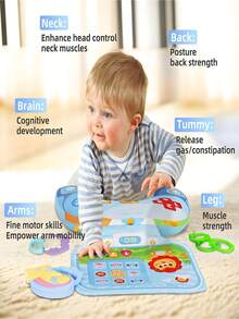 婴儿早教俯卧枕、布书、镜子、抬头训练枕、抱抱枕、婴儿俯卧枕、U型学习俯卧枕、早教玩具、毛绒玩具 - 彩色 - 查看 4