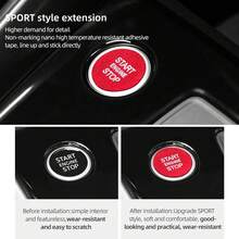 Car Engine Start Button Sticker Compatible With Audi A3 8Y S3 RS3 Sportback 2021-2025 For Alcantara Key Ignition Button Trim Interior Molding Accessories (Suede Red) - 絨面紅 - 查看 9