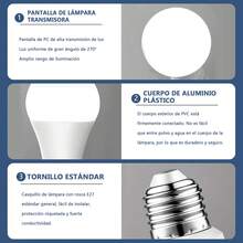 LUCASA Paquete 10 focos led 10w luz blanca cálida E27 ahorro energético bombilla larga duración iluminación hogar oficina resistente fácil instalar - BLANCA - Ver 3