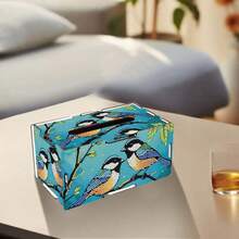 1 pieza Juego de caja de pañuelos con arte de pintura de diamantes, con patrones de pájaro, libélula, mariposa y pavo real. Juego de mosaico de diamantes de forma especial hecho a mano para decoración del hogar moderna para sala de estar, comedor y mesa. - Multicolor - Ver 6