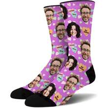 1PC •Custom Novelty Face Socks: Funny And Personalized Gifts For Men, Women, And Fans Of Dogs & Cats On Valentine's Day And Christmas - Black - View 2