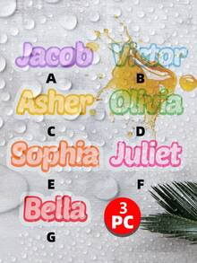 1-50张定制姓名标签贴纸，彩色贴纸可选，卡通字体，多种尺寸和颜色，可重复使用，现代、多彩、可爱、卡哇伊风格。适用于个人物品、玻璃杯、纸杯、卷筒、气球、书法贴纸、礼品盒装饰、返校季、糖果烘焙包装袋装饰等。Poetcore - 彩色 - 查看 14