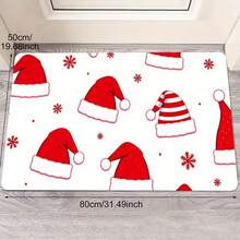 1pc Christmas Hat Print Doormat, Christmas Element Welcome Mat, Christmas Decor Mat, Soft & Comfortable, Easy To Clean, Suitable For Entryway, Living Room, Laundry Room, Bedroom, Kitchen, Home Decor Carpet - Multicolor - View 12