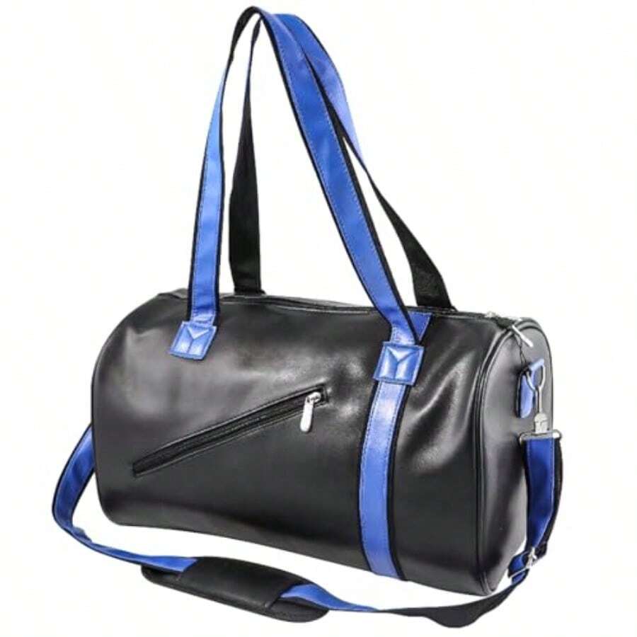 ZYDS Gym Bag For Men Wen Fit Workout S Duffle Bag PU Leather Large Handbag Cylinder Crossbody Shoulder Weeder Overnig Bag For Travel Busi Black - As Pic - View 1