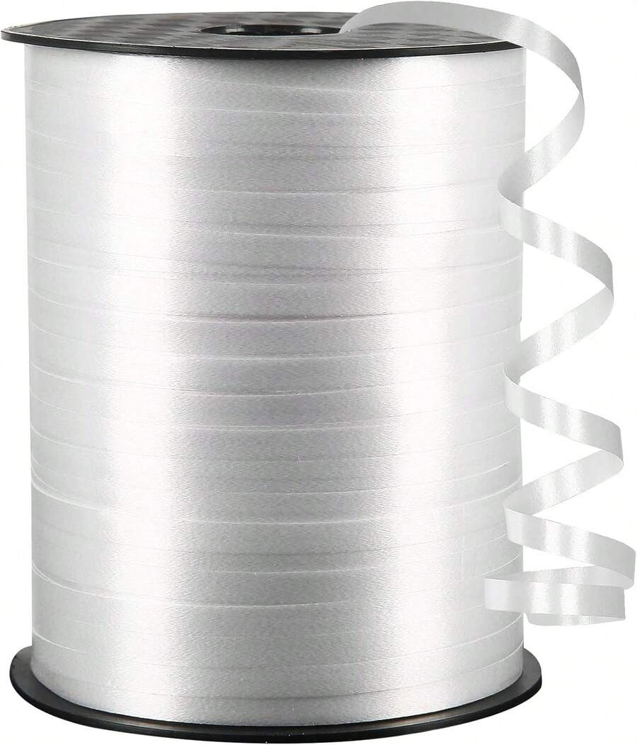 White Curling Ribbon, 500 Yard, 3/16" For Gift Wrapping, Balloon String, Shower, Christmas,23939375 - White - View 1