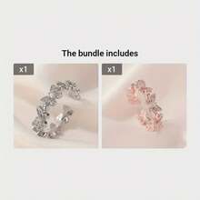 1 Fashionable And Unique Copper Material  Inlaid Butterfly Women's Adjustable Open Ring - Silver + Rose Gold - View 12