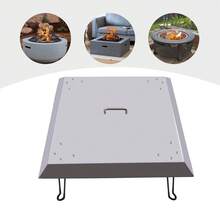 Outdoors Fire Pit Heat Deflector Pushes Heat Down And Out Stainless-Steel With Carrying Handle - Silver - View 1