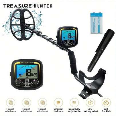  Detector de metales Treasure Hunter GX850 con bobina de búsqueda de 11 pulgadas. Detector profesional subterráneo impermeable de alta sensibilidad con batería.