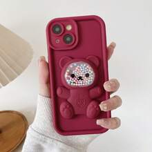 1pc Heart-Shaped Quicksand Pearl/Gradient/Anti-Drop/Full Coverage/Skin-Friendly Phone Case Compatible With IPhone 16/15 Pro Max/15 Plus/15 Pro/15/14 Pro Max/14 Plus/14 Pro/14/13 Pro Max/13 Pro/13/12 Pro Max/12 Pro/12/11 Pro/11/XS Max/XR/XS/7/8 Plus, Transparent Shockproof Protective Cover - Burgundy - View 2