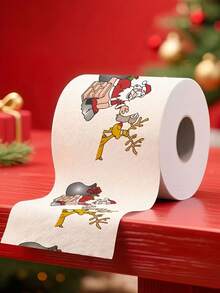 2/4pcs Colorful Christmas-Themed Toilet Paper Roll: 10x10cm Tissue With Santa Pattern, Perfect For Festive Home Decor During Christmas And New Year Celebrations