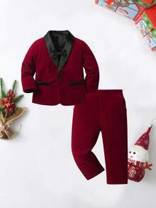 BOARNSEORL Baby Jungen Samt Anzug im Gentleman-Stil mit Sakko, Fliege und Hose, modisch geeignet für Partys, Geburtstage, Bankette und den täglichen Gebrauch im Herbst/Winter